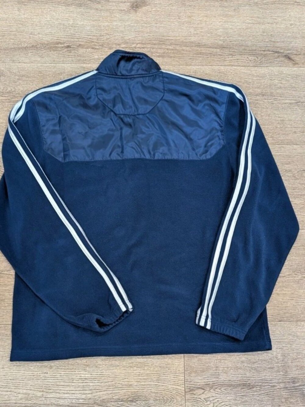 Adidas Notre Dame Navy Blue Mens Large Striped Sleeve Zip Up Fleece Track Jacket - Picture 6 of 7